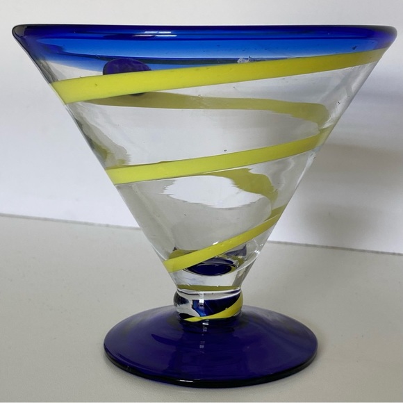 COPY - Kosta Boda Hand Blown Margarita Martini Glass Royal Caribbean Blue Green… - Picture 2 of 15